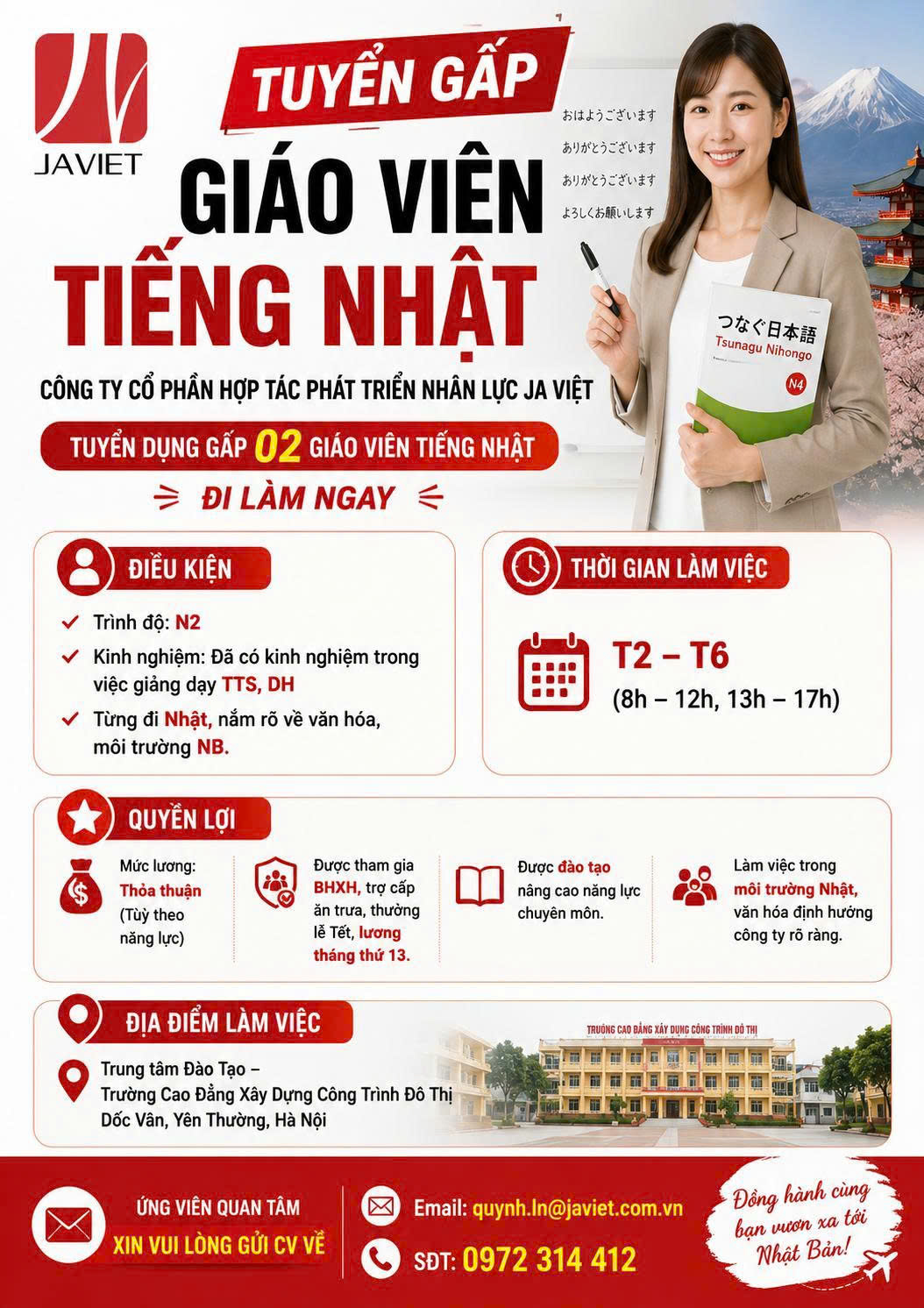  Tuyển dụng giáo viên Tiếng Nhật
